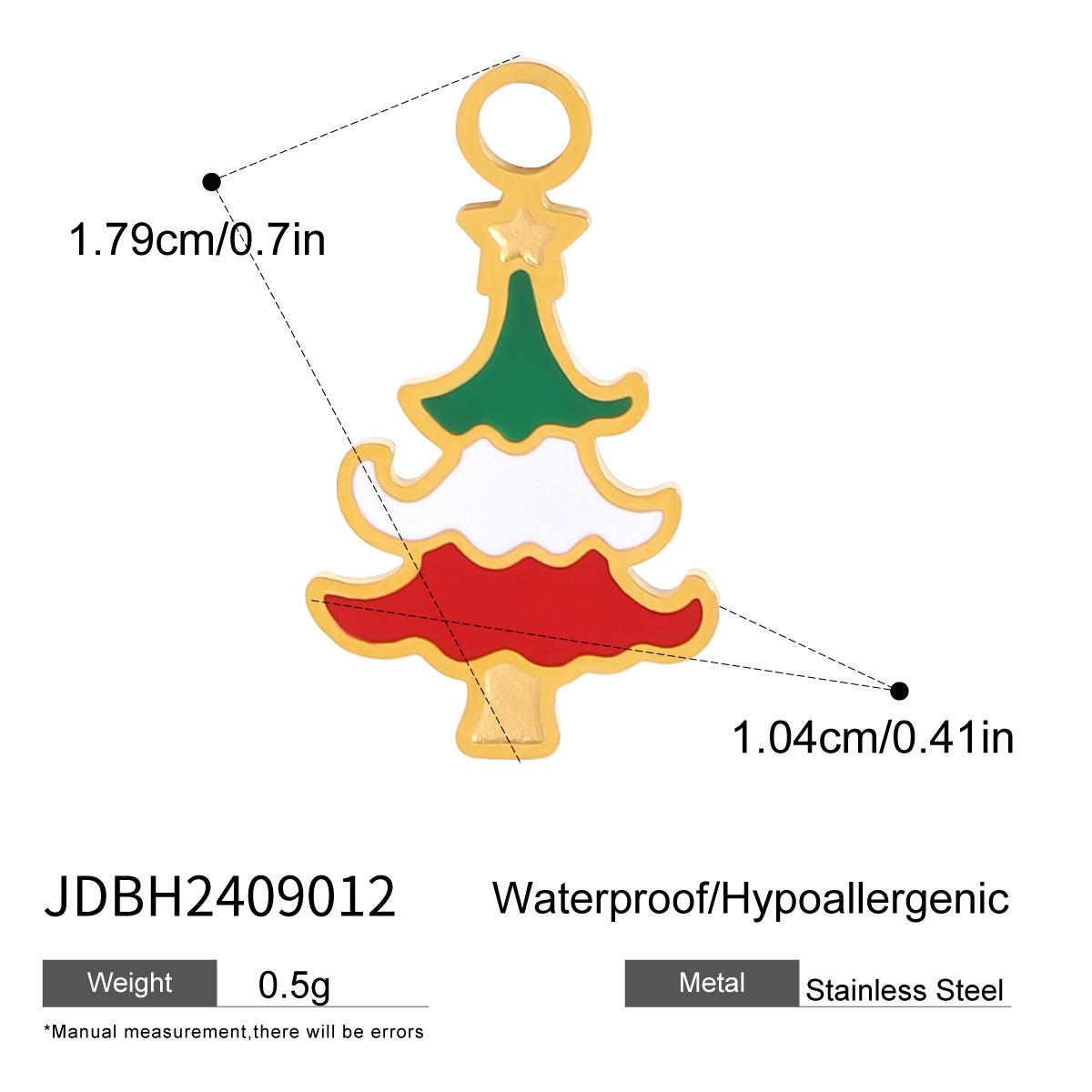 Red / 1 Piece Ethnic Classic Style Christmas Cartoon Christmas Tree Shape Stainless Steel  Gold Color Women's Pendant Picture11